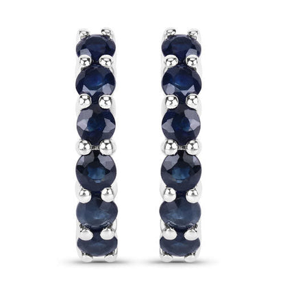1.32 Carat Genuine Blue Sapphire .925 Sterling Silver Earrings