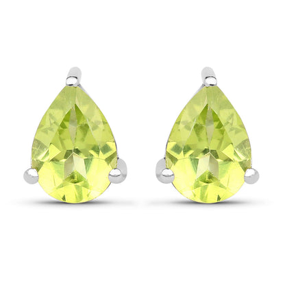 1.33 Carat Genuine Peridot .925 Sterling Silver Earrings