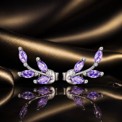 925 Sterling Silver Earrings with CZ and Oxidized Finish - 1.3*0.6cm