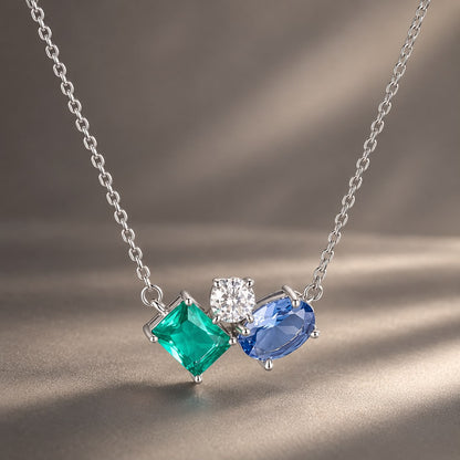 925 Sterling Silver White Gold Plated Transparent Glass CZ 40+5cm Pendant Necklace for Women