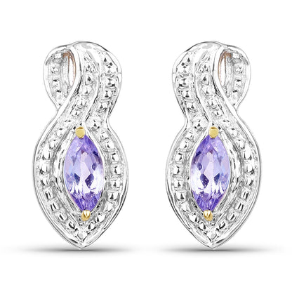 14K Yellow Gold Plated 0.28 Carat Genuine Tanzanite .925 Sterling Silver Earrings