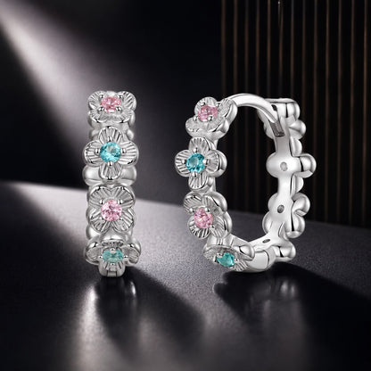 925 Sterling Silver Earrings with CZ and White Gold Plating
