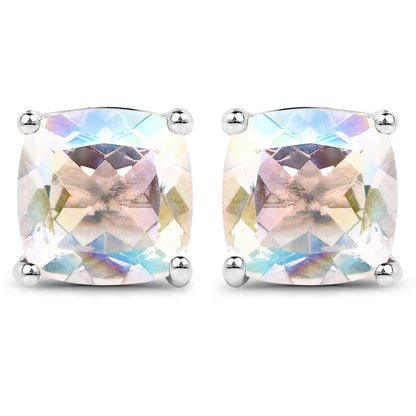 4.20cttw Crystal Rainbow Mystic Quartz .925 Sterling Silver Earrings
