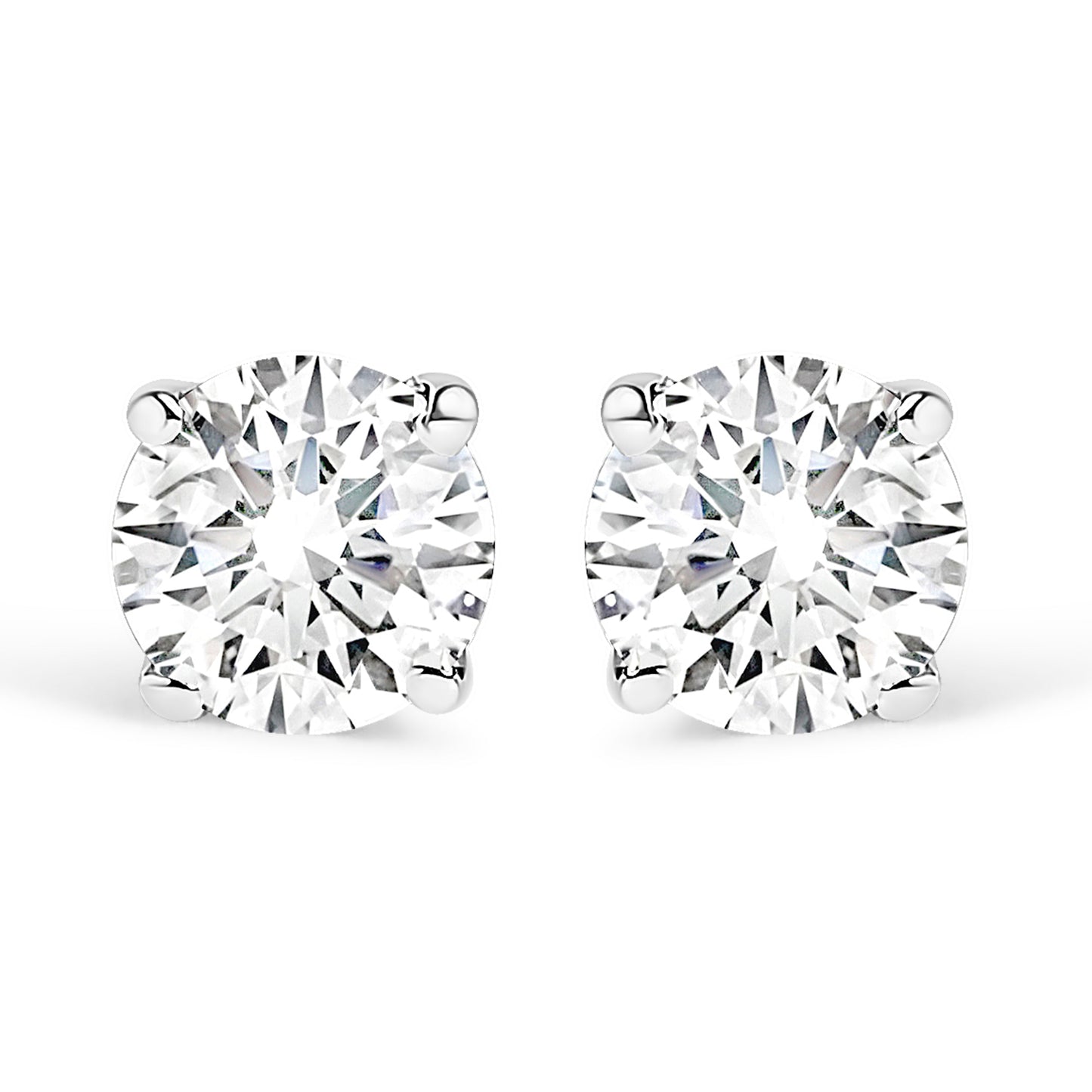 IGI Certified 14K White Gold 1.0 Cttw 4-Prong Set Brilliant Round-Cut Solitaire Natural Diamond Push Back Stud Earrings (G-H Color, I1-I2 Clarity)