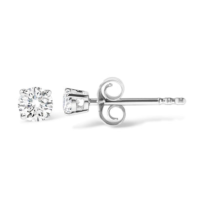 14K White Gold 1.0 Cttw 4-Prong Set Brilliant Round-Cut Solitaire Lab Grown Diamond Push Back Stud Earrings (E-F Color, VVS2-VS1 Clarity)