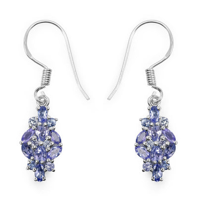 2.04 Carat Genuine Tanzanite .925 Sterling Silver Earrings