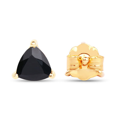 0.70 Carat Genuine Black Sapphire 14K Yellow Gold Earrings