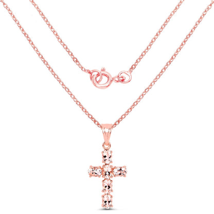 14K Rose Gold Plated 2.58 Carat Genuine Morganite .925 Sterling Silver Pendant