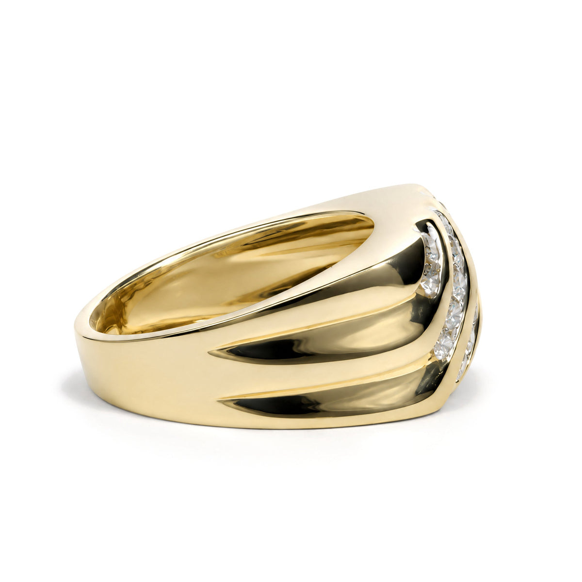 Men's 10K Yellow Gold 1.00 Cttw Channel Set Diamond 5 Row Band Ring