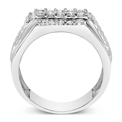 Men's .925 Sterling Silver 1.00 Cttw Diamond Multi Row Band Ring -Size 10
