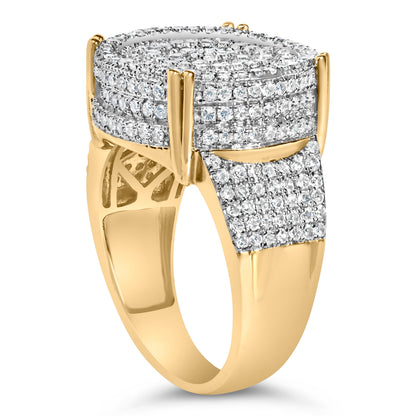 Men's 10K Yellow Gold 2-1/10 Cttw Diamond Concentric Circles Cocktail Ring