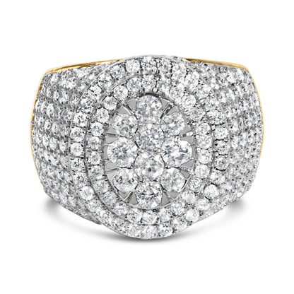 Men's 10K Yellow Gold 2-1/2 Cttw Round Diamond Cluster Cocktail Ring
