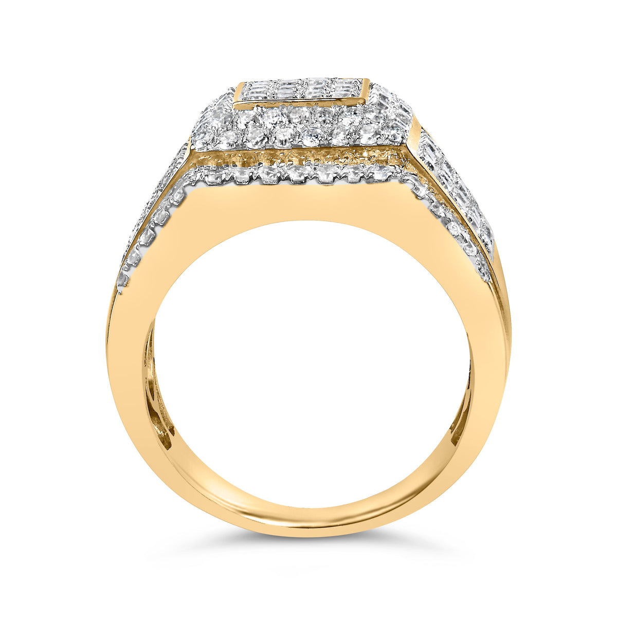 10K Yellow Gold 2-1/2 Cttw Diamond Pave Geometric Cocktail Ring