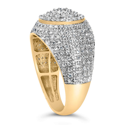 Men's 10K Yellow Gold 1 1/2 Cttw Diamond Cluster Dome Band Ring