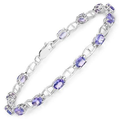 4.29 Carat Genuine Tanzanite .925 Sterling Silver Bracelet