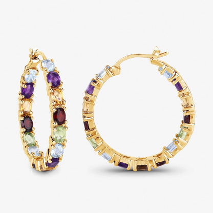 5.44 Carat Genuine Multi Stones .925 Sterling Silver Earrings