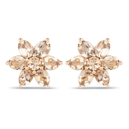 1.98 Carat Genuine Morganite 10K Rose Gold Earrings
