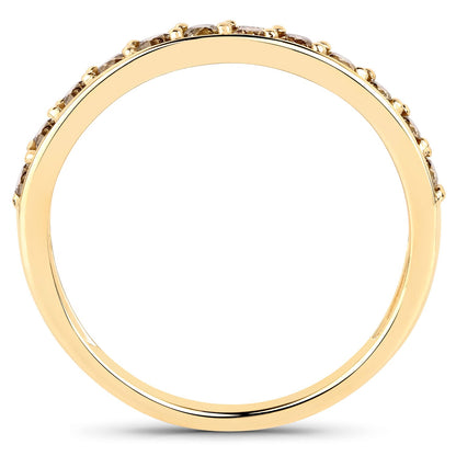 0.45 Carat Genuine Champagne Diamond 14K Yellow Gold Ring (I1-I2)