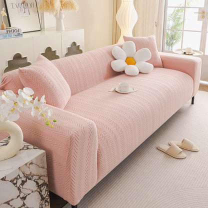 High Stretch Herringbone Textured Slipcover for Standard & L-Shaped Sectional Couches