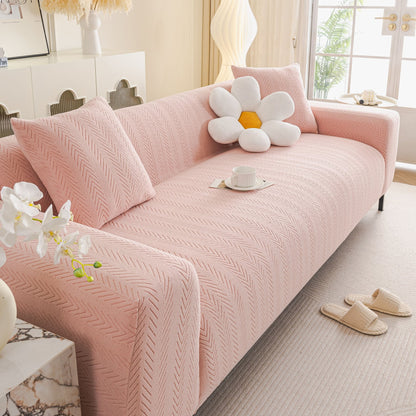 High Stretch Herringbone Textured Slipcover for Standard & L-Shaped Sectional Couches