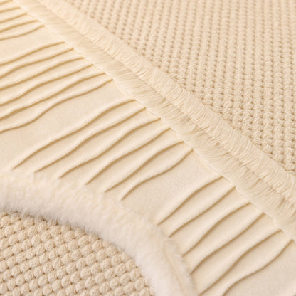 Washable Sofa Throw Pad, Non-Slip Sofa Mat Cozy Couch Slipcover with Soft Furry Trim