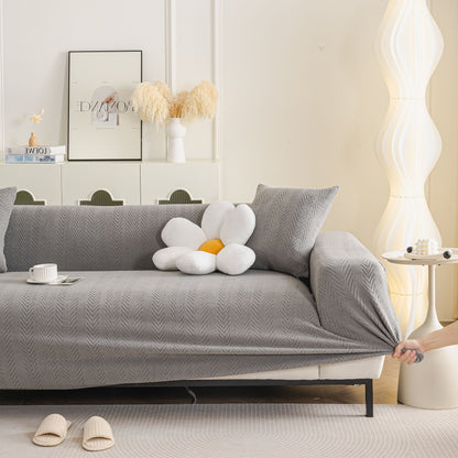 High Stretch Herringbone Textured Slipcover for Standard & L-Shaped Sectional Couches