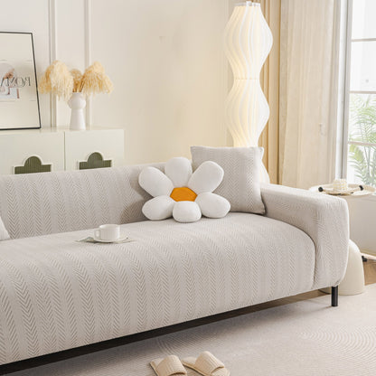 High Stretch Herringbone Textured Slipcover for Standard & L-Shaped Sectional Couches