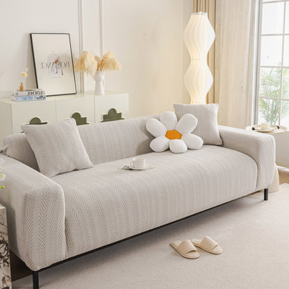 High Stretch Herringbone Textured Slipcover for Standard & L-Shaped Sectional Couches