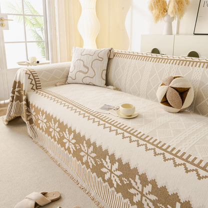 Thick Jacquard Couch Cover for Sectional Sofas, Cozy Washable Sofa Cover Throw Blanket