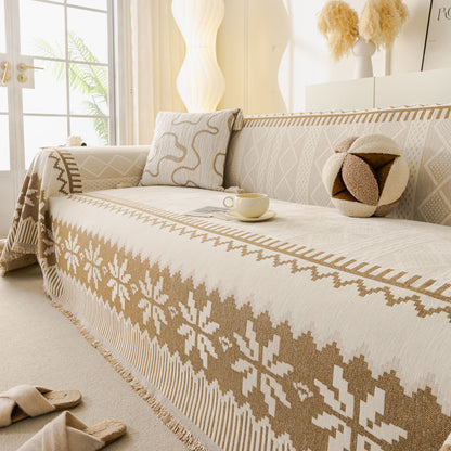 Thick Jacquard Couch Cover for Sectional Sofas, Cozy Washable Sofa Cover Throw Blanket