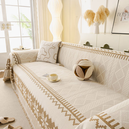 Thick Jacquard Couch Cover for Sectional Sofas, Cozy Washable Sofa Cover Throw Blanket