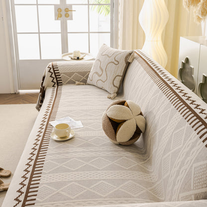 Thick Jacquard Couch Cover for Sectional Sofas, Cozy Washable Sofa Cover Throw Blanket