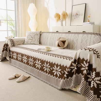 Thick Jacquard Couch Cover for Sectional Sofas, Cozy Washable Sofa Cover Throw Blanket