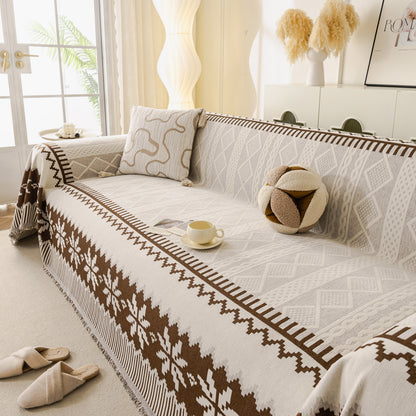 Thick Jacquard Couch Cover for Sectional Sofas, Cozy Washable Sofa Cover Throw Blanket