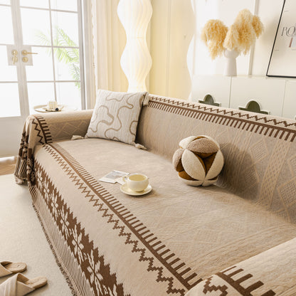 Thick Jacquard Couch Cover for Sectional Sofas, Cozy Washable Sofa Cover Throw Blanket