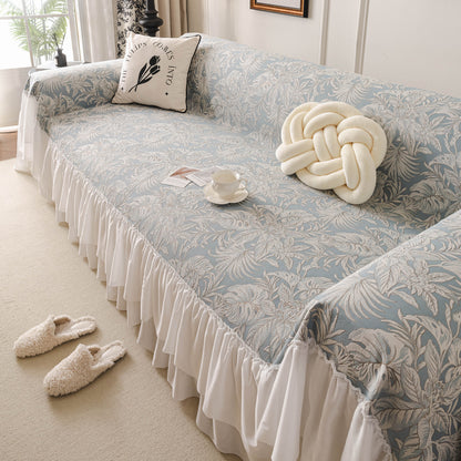 French Chic Style Ruffle Floral Cover Throws for Sofas, Decorative Couch Covers