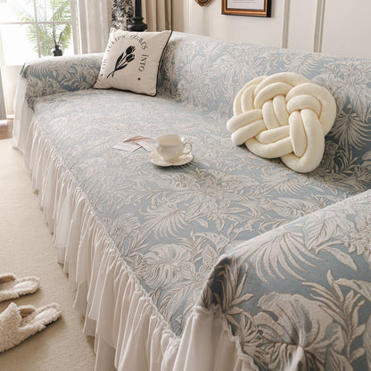 French Chic Style Ruffle Floral Cover Throws for Sofas, Decorative Couch Covers
