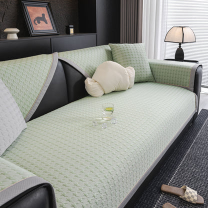 Houndstooth Ice Silk Breathable Sofa Cover, Modern Non-Slip Summer Couch Protector
