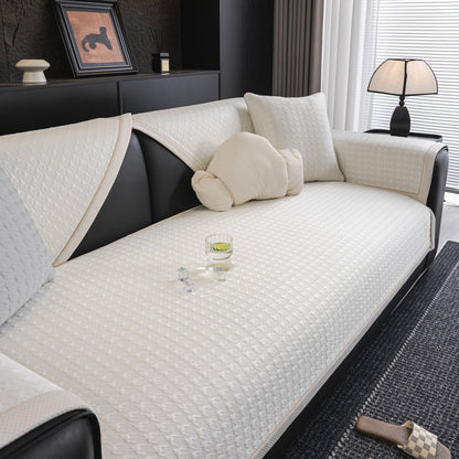 Houndstooth Ice Silk Breathable Sofa Cover, Modern Non-Slip Summer Couch Protector