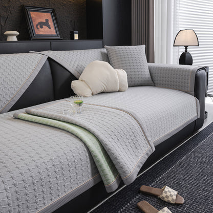 Houndstooth Ice Silk Breathable Sofa Cover, Modern Non-Slip Summer Couch Protector
