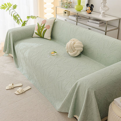 Durable Cooling Couch Cover for Dogs Textured Chic Leaf Summer Throw Cover Blanket
