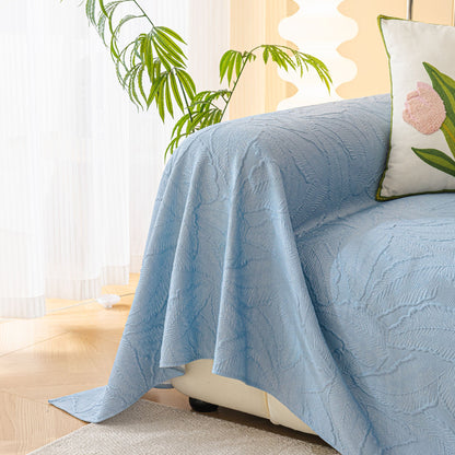 Durable Cooling Couch Cover for Dogs Textured Chic Leaf Summer Throw Cover Blanket