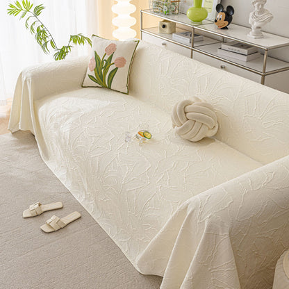 Durable Cooling Couch Cover for Dogs Textured Chic Leaf Summer Throw Cover Blanket