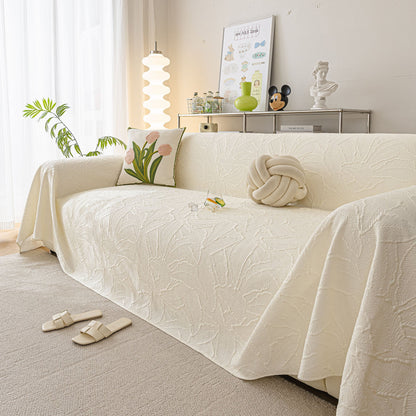 Durable Cooling Couch Cover for Dogs Textured Chic Leaf Summer Throw Cover Blanket