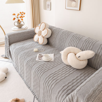 Modern 3D Water Ripple Sofa Cover, Non-Shedding Cream Style Furniture Protector Throw