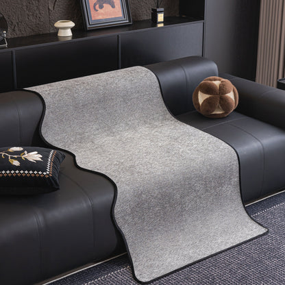 Chenille Couch Cover with Scalloped Edge, Non-Slip Modular Slipcover Sectional