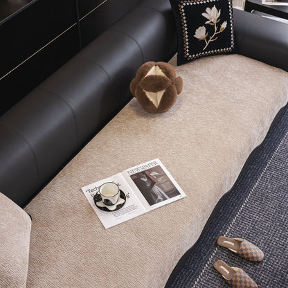 Chenille Couch Cover with Scalloped Edge, Non-Slip Modular Slipcover Sectional
