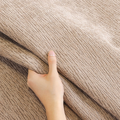 Chenille Couch Cover with Scalloped Edge, Non-Slip Modular Slipcover Sectional