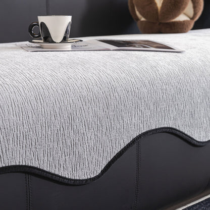 Chenille Couch Cover with Scalloped Edge, Non-Slip Modular Slipcover Sectional