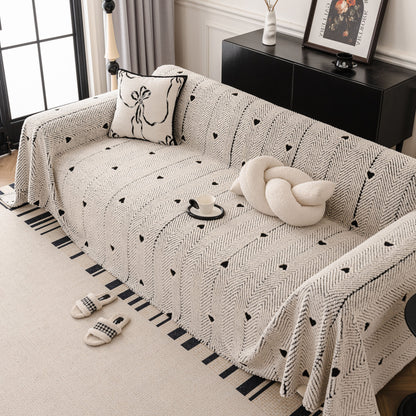 Thick Plush Sofa Cover Throw for Couch, 3D Textured Herringbone Washable Slipcover